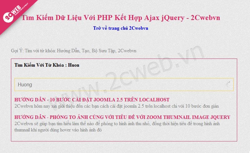Tìm Kiếm Dữ Liệu Với PHP Kết Hợp Ajax jQuery - 03 - 2Cwebvn