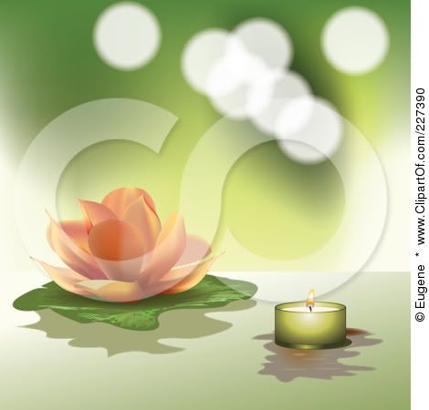 227390-Royalty-Free-RF-Clipart-Illustration-Of-A-Pastel-Orange-Lotus-And-Lily-Pad-With-A-Green-Tea-Light-Candle-On-Green-1.jpg