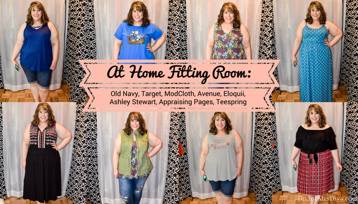 In today's post Hailey reviews a variety of clothing from recent purchases.  Brands include Target, Old Navy, Eloquii, Avenue, ModCloth, Ashley Stewart, Teespring, and The Bookish Box. - DivineMrsDiva.com #Target #TargetStyle #OldNavy #Eloquii #XOQ  #Avenue #Modcloth #ashleystewart  #psblogger #plussizeblogger #styleblogger #plussizefashion #plussize #plussizeclothing #fittingroom #outlander #thebookishbox #appraisingpages #teespring #southernsassenachs