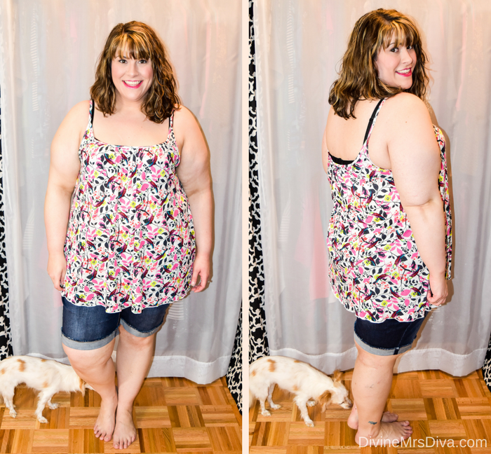 In today's post Hailey reviews a variety of clothing from recent purchases.  Brands include Target, Torrid, Lane Bryant, Slink Jeans, Addition Elle, Eloquii, ModCloth, SWAK Designs, Old Navy, and more.( SWAK Designs Paradise Cami)- DivineMrsDiva.com #Target #TargetStyle #Torrid #TorridInsider #LaneBryant #Slinkjeans #additionelle #eloquii #XOQ #Modcloth #swakdesigns #oldnavy #psblogger #plussizeblogger #styleblogger #plussizefashion #plussize #plussizeclothing #fittingroom