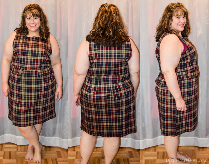 In today's post Hailey reviews a variety of clothing from recent purchases.  Brands include Lane Bryant, Torrid, City Chic, Eloquii, Hips and Curves, ModCloth, Loralette, Zulily. (Eloquii Plaid Jumper with Button Detail) - DivineMrsDiva.com #LaneBryant #LaneBryantStyle #Torrid #TorridInsider #CityChic #Eloquii #XOQ  #HipsandCurves #Modcloth #Loralette  #Zulily #psblogger #plussizeblogger #styleblogger #plussizefashion #plussize #plussizeclothing #fittingroom