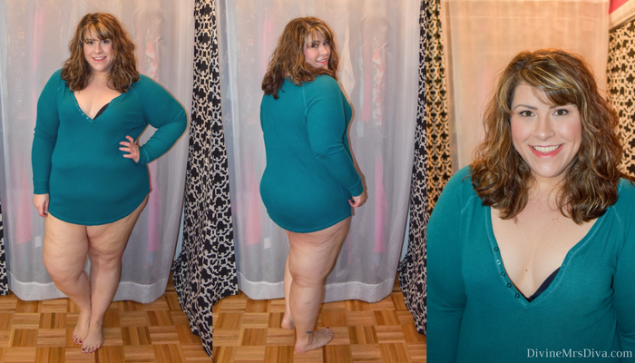 In today's post Hailey reviews lingerie, sleepwear, panties, bras, and activewear leggings.  Brands include Hips and Curves, Torrid, Rainbeau Curves, Lane Bryant, and Old Navy. (Hips and Curves Oversized Long Sleeve Henley Sleepshirt) - DivineMrsDiva.com #LaneBryant #Torrid #TorridInsider #HipsandCurves #oldnavy #oldnavyplus #rainbeaucurves #befullyyou #Ilovemyhipsandcurves #psblogger #plussizeblogger #styleblogger #plussizefashion #plussize #plussizeclothing #fittingroom