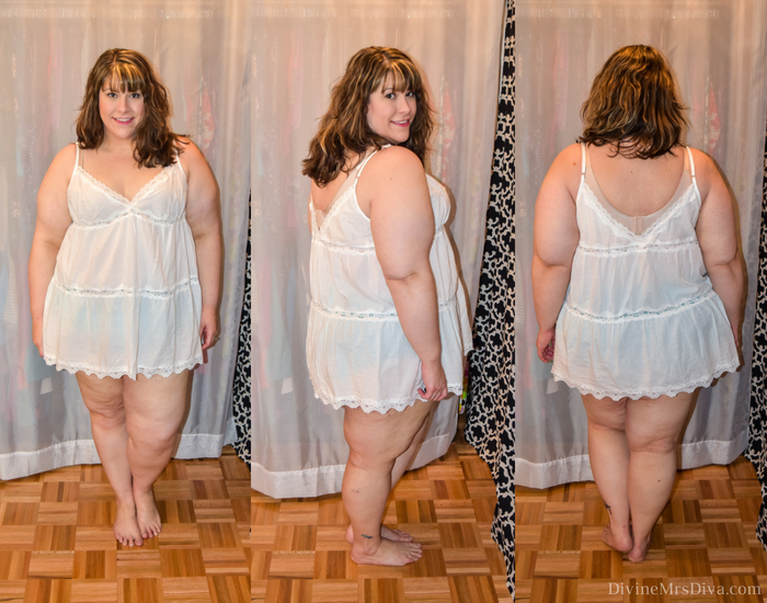 In today's post Hailey reviews lingerie, sleepwear, and panties from Hips and Curves, Torrid, and Lane Bryant. (Hips and Curves Soft Cotton Plus Size Chemise With Lace Trim) - DivineMrsDiva.com #LaneBryant #Torrid #TorridInsider #HipsandCurves #befullyyou #Ilovemyhipsandcurves #psblogger #plussizeblogger #styleblogger #plussizelingerie #plussize #fittingroom #plussizepanties 