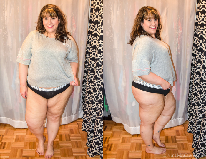 In today's post Hailey reviews lingerie, sleepwear, and panties from Hips and Curves, Torrid, and Lane Bryant. (Lane Bryant Cotton Wide-Side Thong Panty with Striped Logo Waistband) - DivineMrsDiva.com #LaneBryant #Torrid #TorridInsider #HipsandCurves #befullyyou #Ilovemyhipsandcurves #psblogger #plussizeblogger #styleblogger #plussizelingerie #plussize #fittingroom #plussizepanties 