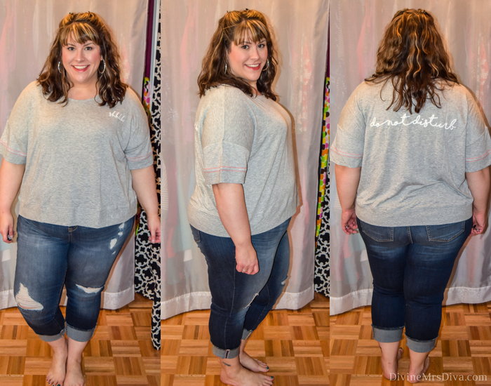 In today's post Hailey reviews lingerie, sleepwear, and panties from Hips and Curves, Torrid, and Lane Bryant. (Lane Bryant Cropped French Terry Sleep Top) - DivineMrsDiva.com #LaneBryant #Torrid #TorridInsider #HipsandCurves #befullyyou #Ilovemyhipsandcurves #psblogger #plussizeblogger #styleblogger #plussizelingerie #plussize #fittingroom #plussizepanties 