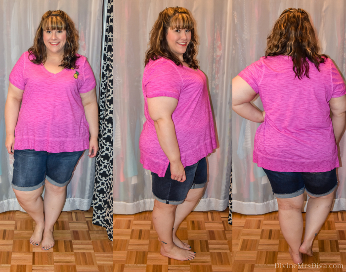 In her latest At Home Fitting Room post, Hailey reviews tops from Torrid, ThinkGeek, Her Universe, Lane Bryant, Catherines, Kohl’s, Weebox, and Custom Ink. (Lane Bryant Embroidered Ribbed Trim Split-Hem Tee) - DivineMrsDiva.com #LaneBryant #Torrid #TorridInsider #ThinkGeek #HerUniverse #Catherines #Kohls #Weebox #Customink #Curvychiccloset #psblogger #plussizeblogger #styleblogger #plussizecasual #plussize #fittingroom  