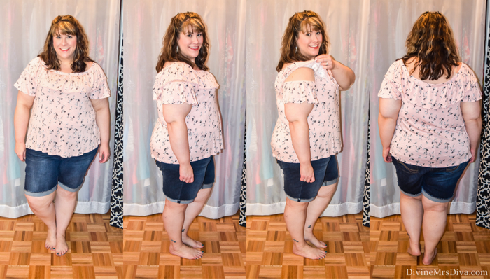 In her latest At Home Fitting Room post, Hailey reviews tops from Torrid, ThinkGeek, Her Universe, Lane Bryant, Catherines, Kohl’s, Weebox, and Custom Ink. (Lane Bryant Flutter-Sleeve Ruffle Off-The-Shoulder Top) - DivineMrsDiva.com #LaneBryant #Torrid #TorridInsider #ThinkGeek #HerUniverse #Catherines #Kohls #Weebox #Customink #Curvychiccloset #psblogger #plussizeblogger #styleblogger #plussizecasual #plussize #fittingroom  