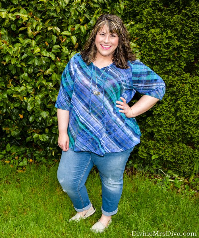 My Birthday Weekend: Outfits, Adventures, and Sloths! Oh my! (Catherines Plaid Tunic Top, Catherines Girlfriend Jeans, Cobb Hill Zahara Flats) - DivineMrsDiva.com  #psblogger #plussizeblogger #styleblogger #plussizefashion #plussize #psootd #ootd #plussizeclothing #outfit #style #catherines #catherinesstyle #cobbhill #fall #spring