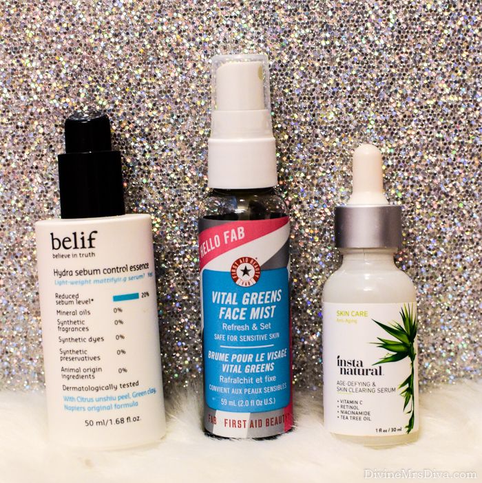 My Favorite Things: A Gift Guide, featuring Hailey’s picks in hair care, skincare, makeup, home goods, health and wellness, and more!  (Belif Hydra Sebum Control Essence, First Aid Beauty Hello FAB Vital Greens Face Mist, InstaNatural Vitamin C Skin Clearing Serum) - DivineMrsDiva.com #giftguide #stockingstuffers #favoritethings #giftideas #stockingstuffers #skincare #beauty #serum #vitaminc #belif #FirstAidBeauty #InstaNatural