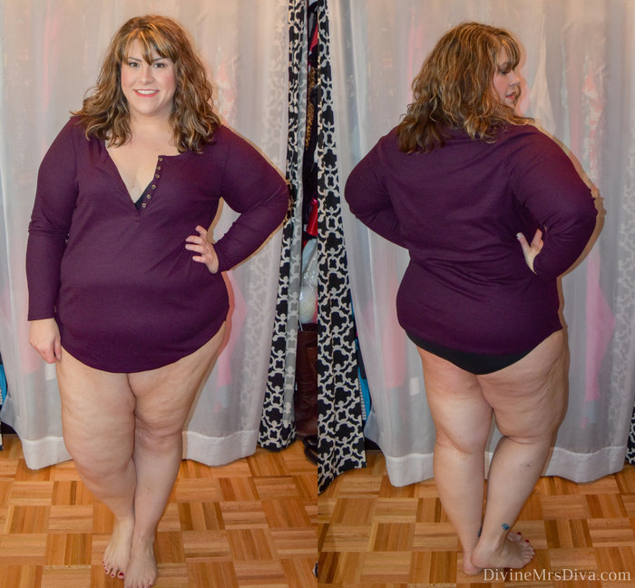 In today's post Hailey reviews lingerie, sleepwear, panties, bras, and activewear leggings.  Brands include Hips and Curves, Torrid, Rainbeau Curves, Lane Bryant, and Old Navy. (Old Navy Semi-Fitted Plus-Size Henley) - DivineMrsDiva.com #LaneBryant #Torrid #TorridInsider #HipsandCurves #oldnavy #oldnavyplus #rainbeaucurves #befullyyou #Ilovemyhipsandcurves #psblogger #plussizeblogger #styleblogger #plussizefashion #plussize #plussizeclothing #fittingroom