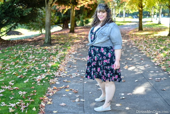 In today’s post, Hailey reviews a floral skater dress and denim shirt from Torrid – a look she packed for her 20-year high school reunion festivities! - DivineMrsDiva.com #Torrid #TorridInsider #psblogger #plussizeblogger #styleblogger #plussizefashion #plussize #psootd #ootd #plussizeclothing #outfit #style #plussizecasual #summer #summerstyle #travel #vacation #plussizetravel #rockport #cobbhill #nagasakodesigns #zerdocean #Amazon #etsyfinds
