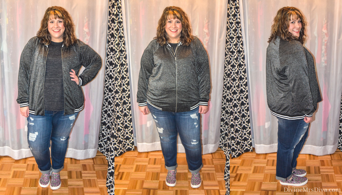 In today's At Home Fitting Room post, Hailey reviews dresses and jackets from Torrid, City Chic, Target, and Melissa McCarthy Seven7. (Target Ava & Viv Lurex Bomber Jacket) - DivineMrsDiva.com #Torrid #TorridInsider #CityChic #citychiconline #CCworldofcurves #Target #TargetStyle #MelissaMcCarthy #MelissaMcCarthySeven7 #psblogger #plussizeblogger #styleblogger #plussizefashion #plussize #plussizeclothing #fittingroom