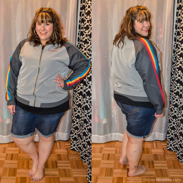 In her latest At Home Fitting Room post, Hailey reviews tops from Torrid, ThinkGeek, Her Universe, Lane Bryant, Catherines, Kohl’s, Weebox, and Custom Ink. (ThinkGeek Her Universe Star Trek Wesley Crusher Bomber Jacket) - DivineMrsDiva.com #LaneBryant #Torrid #TorridInsider #ThinkGeek #HerUniverse #Catherines #Kohls #Weebox #Customink #Curvychiccloset #psblogger #plussizeblogger #styleblogger #plussizecasual #plussize #fittingroom  