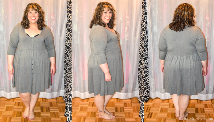 In today's At Home Fitting Room post, Hailey reviews dresses and jackets from Torrid, City Chic, Target, and Melissa McCarthy Seven7. (Torrid Grey Jersey Knit Button Front Shirt Dress) - DivineMrsDiva.com #Torrid #TorridInsider #CityChic #citychiconline #CCworldofcurves #Target #TargetStyle #MelissaMcCarthy #MelissaMcCarthySeven7 #psblogger #plussizeblogger #styleblogger #plussizefashion #plussize #plussizeclothing #fittingroom