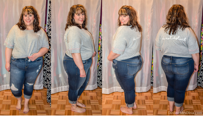 In today's post Hailey reviews dresses and bottoms from a variety of brands. (Torrid Premium Stretch Cropped Boyfriend Jean - Distressed Medium Wash). - DivineMrsDiva.com #Torrid #TorridInsider #LaneBryant #Eloquii #XOQ  #Catherines #HotTopic #psblogger #plussizeblogger #styleblogger #plussizefashion #plussize #plussizeclothing #fittingroom 