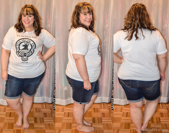 In her latest At Home Fitting Room post, Hailey reviews tops from Torrid, ThinkGeek, Her Universe, Lane Bryant, Catherines, Kohl’s, Weebox, and Custom Ink. (Weebox Outlander Tee from the July 2018 box) - DivineMrsDiva.com #LaneBryant #Torrid #TorridInsider #ThinkGeek #HerUniverse #Catherines #Kohls #Weebox #Customink #Curvychiccloset #psblogger #plussizeblogger #styleblogger #plussizecasual #plussize #fittingroom  