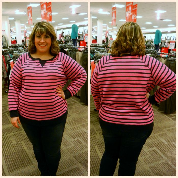 In The Dressing Room: JCPenney (Made For Life Long-Sleeve Striped Sweatshirt) - DivineMrsDiva.com