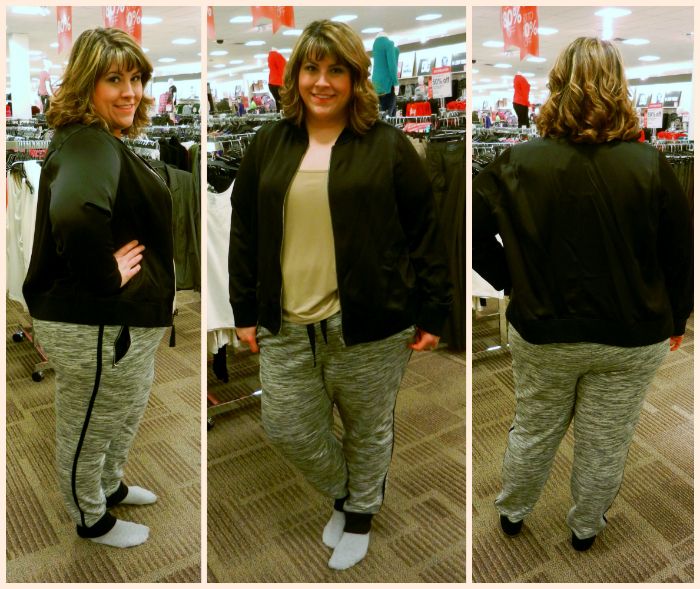 In The Dressing Room: JCPenney (a.n.a Satin Bomber Jacket and a.n.a Knit Jogger Pants) - DivineMrsDiva.com