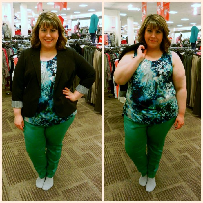 In The Dressing Room: JCPenney (Worthington Sleeveless Metal-Trim Pleat-Neck Top and Worthington Wide-Waistband Slim Pants) - DivineMrsDiva.com