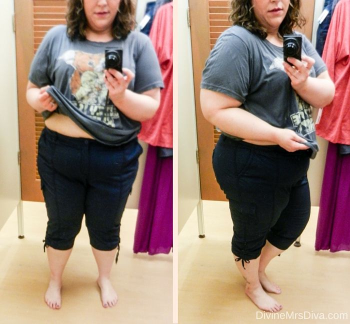 Hailey's trying on styles from Kohl's today on the blog. (Sonoma Goods For Life Cargo Twill Capris) - DivineMrsDiva.com #Kohls #fittingroom #plussizefittingroom #psblogger #plussizeblogger #styleblogger #plussizefashion #plussize #psootd #SpringStyle #SummerStyle #plussizecasual