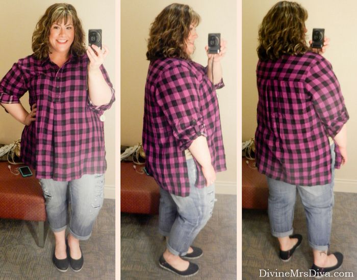 Hailey's trying on styles from Lane Bryant (Plaid Casual Tunic). - DivineMrsDiva.com #LaneBryant #LaneStyle #fittingroom #plussizefittingroom #psblogger #plussizeblogger #styleblogger #plussizefashion #plussize #psootd #fall #style #plussizecasual