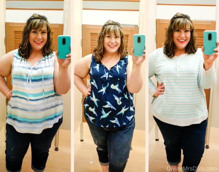 In The Fitting Room: Lane Bryant and Kohl's (Kohl's Sonoma Goods For Life Peasant Tank and Sonoma Goods For Life French Terry Sweatshirt) - DivineMrsDiva.com #LaneBryant #Kohls #fittingroom #plussizefittingroom #psblogger #plussizeblogger #styleblogger #plussizefashion #plussize #psootd #SpringStyle #SummerStyle #plussizecasual