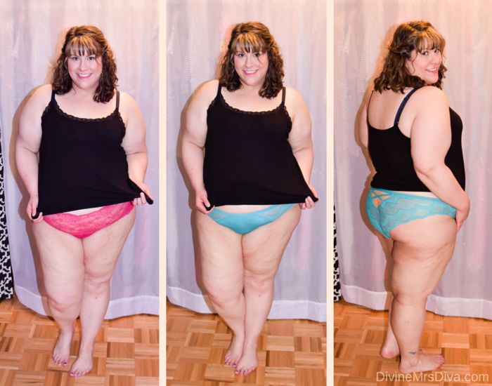 In today's reader requested post, Hailey talks review and fit of pajamas, activewear, swimwear, lingerie, and panties from her own wardrobe. (Lane Bryant Crotchless Thong Panty and Eyelet Lace Cheeky Panty) - DivineMrsDiva.com #LaneBryant #Torrid #TorridInsider #OldNavy #HipsandCurves #fittingroom #plussizefittingroom #psblogger #plussizeblogger #styleblogger #plussizefashion #plussize #psootd #activewear #pajamas #swimwear #lingerie #panties #plussizecasual