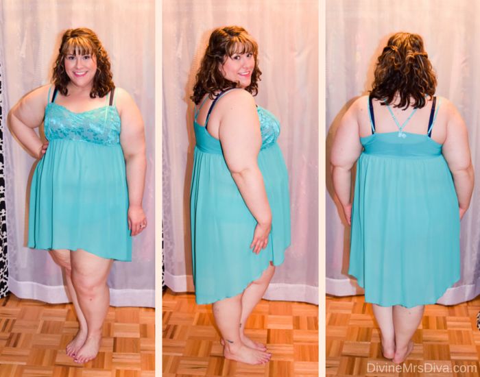 In today's reader requested post, Hailey talks review and fit of pajamas, activewear, swimwear, lingerie, and panties from her own wardrobe. (Lane Bryant High-Low Chemise) - DivineMrsDiva.com #LaneBryant #Torrid #TorridInsider #OldNavy #HipsandCurves #fittingroom #plussizefittingroom #psblogger #plussizeblogger #styleblogger #plussizefashion #plussize #psootd #activewear #pajamas #swimwear #lingerie #panties #plussizecasual