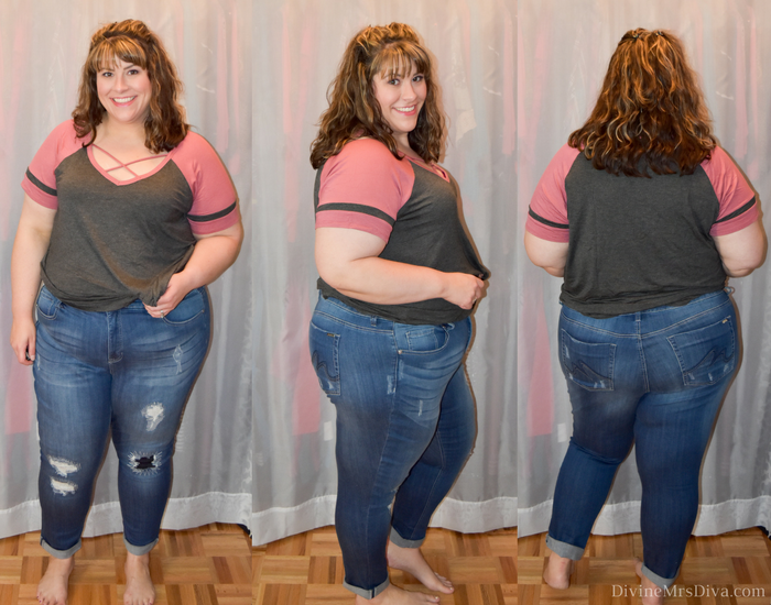 In today's post Hailey reviews a variety of shorts and jeans from the Melissa McCarthy Seven7 brand.  (Rolled Skinny Jean in Surplus) - DivineMrsDiva.com #LaneBryant #LaneBryantStyle #MelissaMcCarthy #MelissaMcCarthySeven7 #psblogger #plussizeblogger #styleblogger #plussizefashion #plussize #plussizeclothing #fittingroom