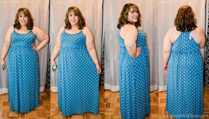 In today's post Hailey reviews a variety of clothing from recent purchases.  Brands include Target, Old Navy, Eloquii, Avenue, ModCloth, Ashley Stewart, Teespring, and The Bookish Box. (Old Navy High-Neck Plus Size Maxi Dress) - DivineMrsDiva.com #Target #TargetStyle #OldNavy #Eloquii #XOQ  #Avenue #Modcloth #ashleystewart  #psblogger #plussizeblogger #styleblogger #plussizefashion #plussize #plussizeclothing #fittingroom