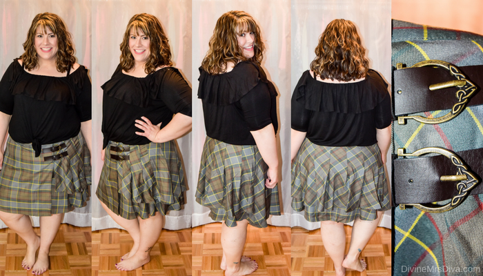 In today's post Hailey reviews a variety of clothing from recent purchases.  Brands include Kiyonna, Lane Bryant, Torrid, and Hips and Curves.  (Torrid Outlander Fraser Tartan Plaid Skirt) - DivineMrsDiva.com #Kiyonna #LaneBryant #Torrid #TorridInsider #Hipsandcurves #psblogger #plussizeblogger #styleblogger #plussizefashion #plussize #plussizeclothing #fittingroom