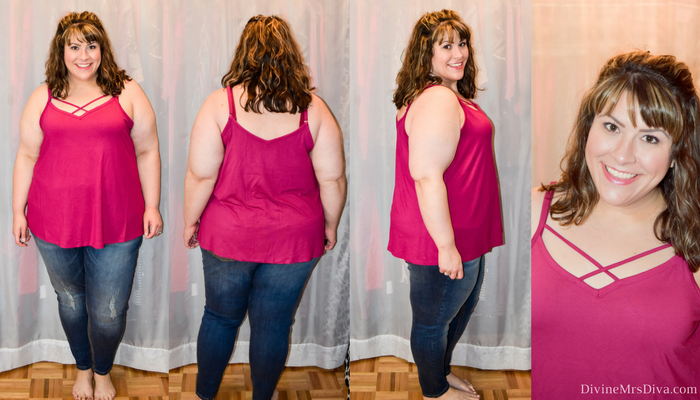In today's post Hailey reviews a variety of clothing from recent purchases.  Brands include Lane Bryant, Torrid, City Chic, Eloquii, Hips and Curves, ModCloth, Loralette, Zulily. (Torrid Super Soft Strappy Cami) - DivineMrsDiva.com #LaneBryant #LaneBryantStyle #Torrid #TorridInsider #CityChic #Eloquii #XOQ  #HipsandCurves #Modcloth #Loralette  #Zulily #psblogger #plussizeblogger #styleblogger #plussizefashion #plussize #plussizeclothing #fittingroom