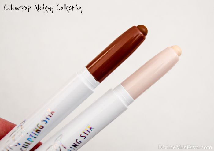 Colourpop Haul: Swatches and thoughts on the Jamie King Alchemy Collection, brow pencils, and more! (Releve and New Renaissance Sculpting Stix) - DivineMrsDiva.com #makeupjunkie #makeup #colourpop #colourpopswatches #cremegelliners #swatches #colourpopliners #swatch #beauty #jamiekingalchemy #browpencils #ColourpopBrowPencils #Eyeshadow #blush #highlighter #contour