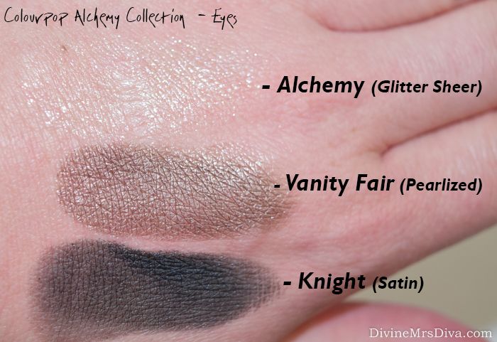 Colourpop Haul: Swatches and thoughts on the Jamie King Alchemy Collection, brow pencils, and more! (Alchemy, Vanity Fair, Knight) - DivineMrsDiva.com #makeupjunkie #makeup #colourpop #colourpopswatches #cremegelliners #swatches #colourpopliners #swatch #beauty #jamiekingalchemy #browpencils #ColourpopBrowPencils #Eyeshadow #blush #highlighter #contour