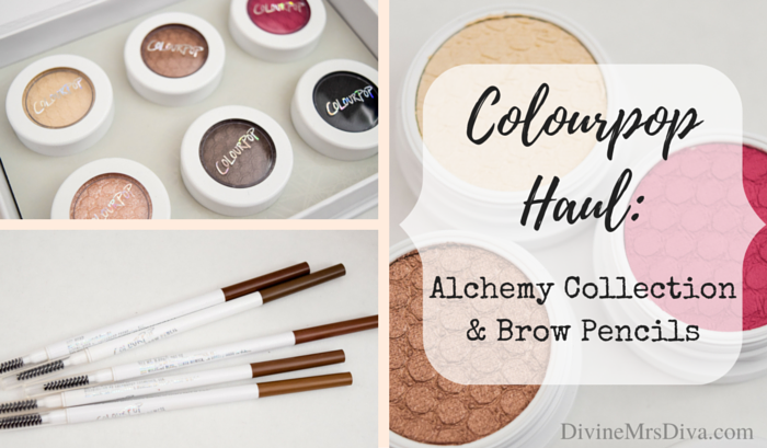 Colourpop Haul: Swatches and thoughts on the Jamie King Alchemy Collection, brow pencils, and more! - DivineMrsDiva.com #makeupjunkie #makeup #colourpop #colourpopswatches #cremegelliners #swatches #colourpopliners #swatch #beauty #jamiekingalchemy #browpencils #ColourpopBrowPencils #Eyeshadow #blush #highlighter #contour