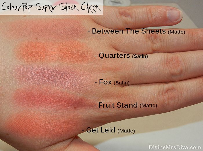 ColourPop Swatchfest: Super Shock Cheek Blushes Swatches (Between The Sheets, Quarters, Fox, Fruit Stand, Get Leid) - DivineMrsDiva.com