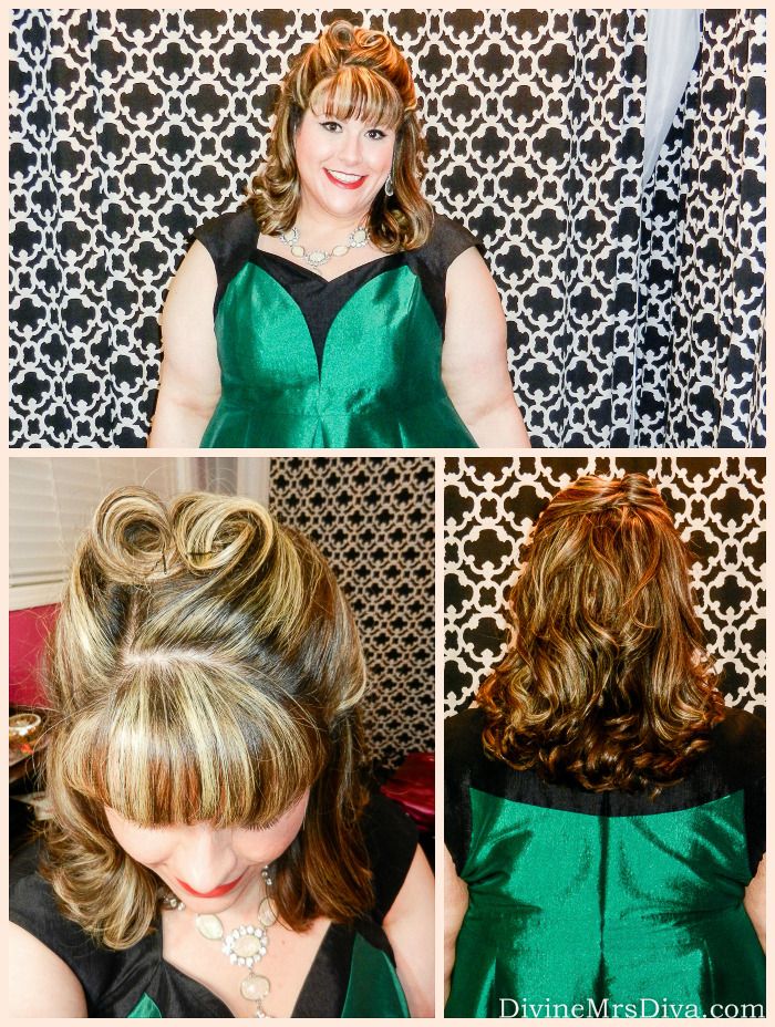 Getting Ready For The Holidays: A 50s-Inspired Beauty Look (Vintage Hair Tutorial) - DivineMrsDiva.com  #holiday #holidayparty #holidaydress #holidaymakeup #holidayhair #vintagehair #vintagemakeup #50s #vintageinspired  #wingedliner #retro #fifties #vintagebeauty #plussizeblogger #plussizefashion