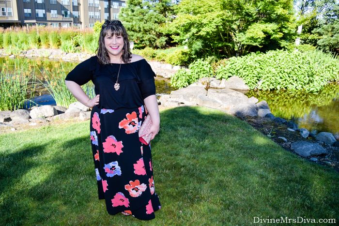 In today’s post, Hailey reviews the Celine Chiffon Maxi Skirt from Kiyonna, with an extra look at the Kiyonna Kelsey Flounce Top and a review of Easy Spirit Black Kaffi Leather Sandals.- DivineMrsDiva.com #Kiyonna #KiyonnaStyle #KiyonnaPlusYou #maxiskirt #EasySpirit #Zulily #CharmingCharlie #Colourpop #psblogger #plussizeblogger #styleblogger #plussizefashion #plussize #psootd #ootd #plussizeclothing #outfit #summer #spring #fall #style
