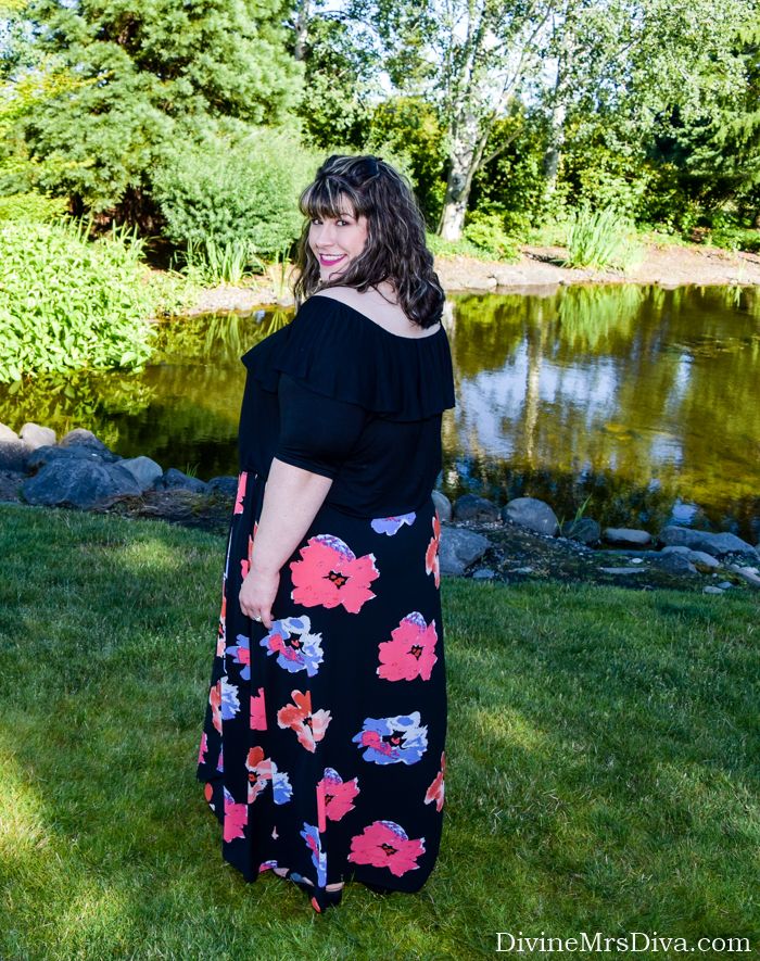 In today’s post, Hailey reviews the Celine Chiffon Maxi Skirt from Kiyonna, with an extra look at the Kiyonna Kelsey Flounce Top and a review of Easy Spirit Black Kaffi Leather Sandals.- DivineMrsDiva.com #Kiyonna #KiyonnaStyle #KiyonnaPlusYou #maxiskirt #EasySpirit #Zulily #CharmingCharlie #Colourpop #psblogger #plussizeblogger #styleblogger #plussizefashion #plussize #psootd #ootd #plussizeclothing #outfit #summer #spring #fall #style