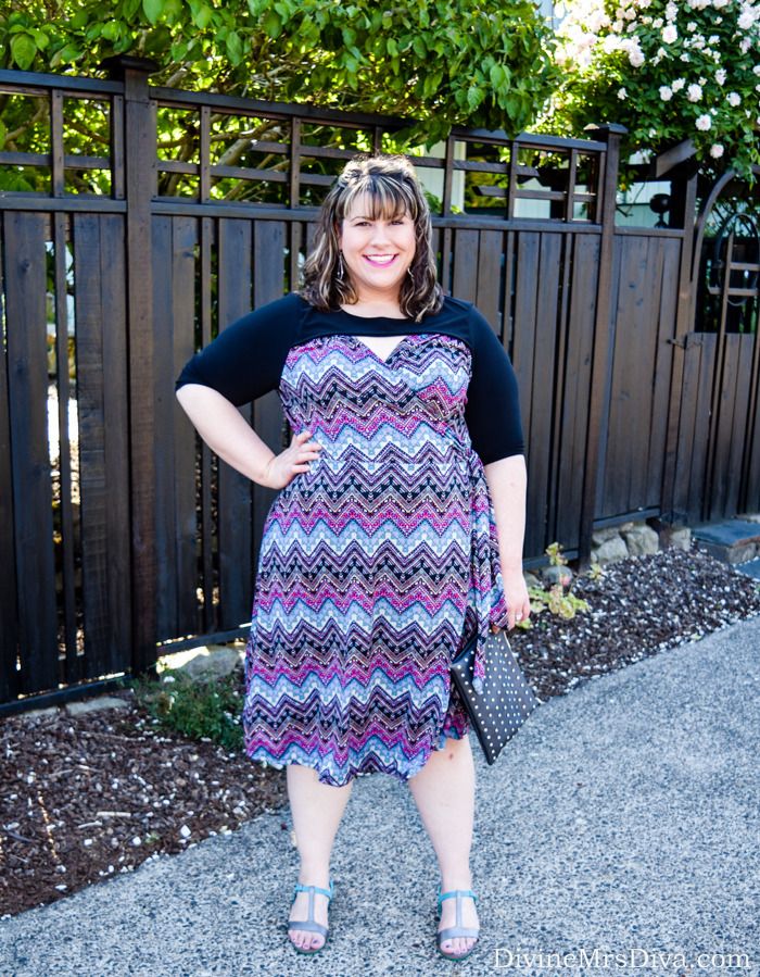 Hailey celebrated Mother's Day in style in the Winsome Wrap Dress from Kiyonna.  Read her review on the blog - DivineMrsDiva.com  #KiyonnaStyle #Kiyonna #KiyonnaPlusYou #wrapdress #plussizewrapdress #psblogger #plussizeblogger #styleblogger #plussizefashion #plussize #psootd #SpringStyle #workstyle #summerstyle #chevron