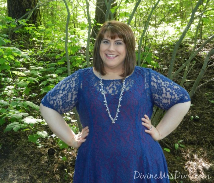 DivineMrsDiva.com - Kiyonna Sweet Leah Lace Dress, Avenue Peep Toe Flats, Lane Bryant Silver Link Necklace