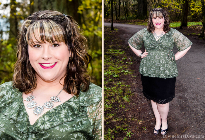  In today's post Hailey reviews the Lustrous Lace Wrap Top from Kiyonna, perfect for a festive holiday ensemble but versatile enough for year-round wear!- DivineMrsDiva.com #Kiyonna #KiyonnaStyle #KiyonnaPlusYou #psblogger #plussizeblogger #styleblogger #plussizefashion #plussize #psootd #ootd #plussizeclothing #outfit #winter #spring #summer #fall #style #datenight #weddingstyle #holidaystyle