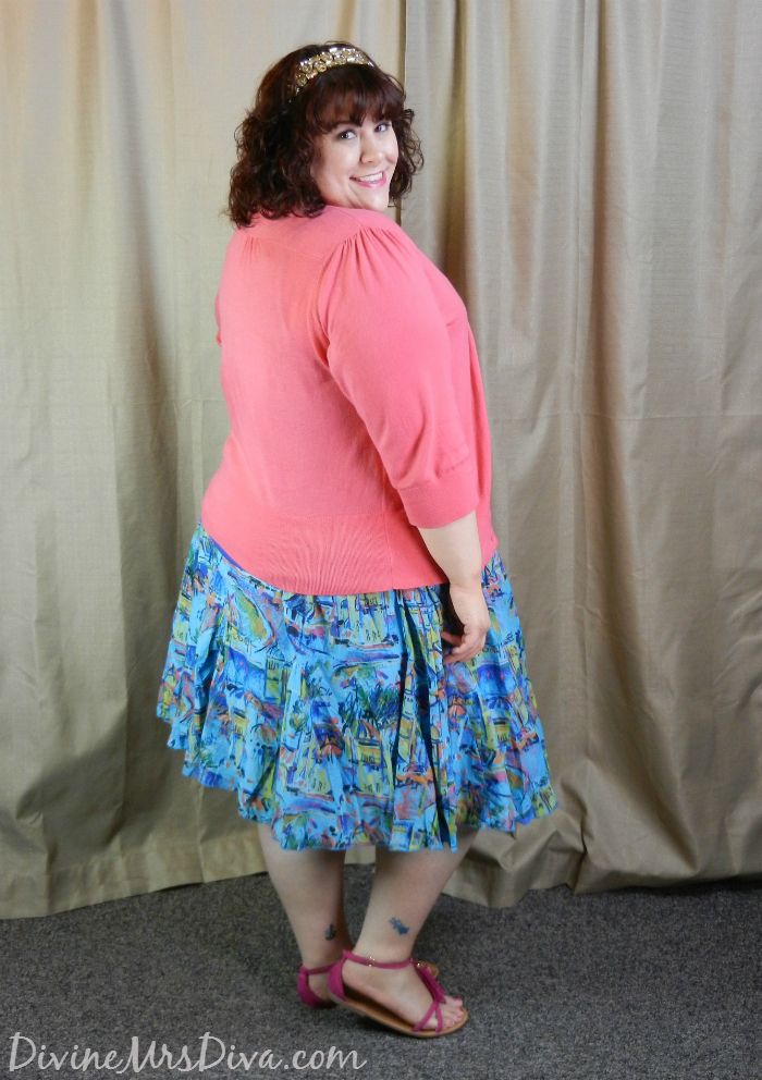 DivineMrsDiva.com - Sartorial Medley: Bold Colors - Lane Bryant skirt and tank and cardigan, Torrid Sandals