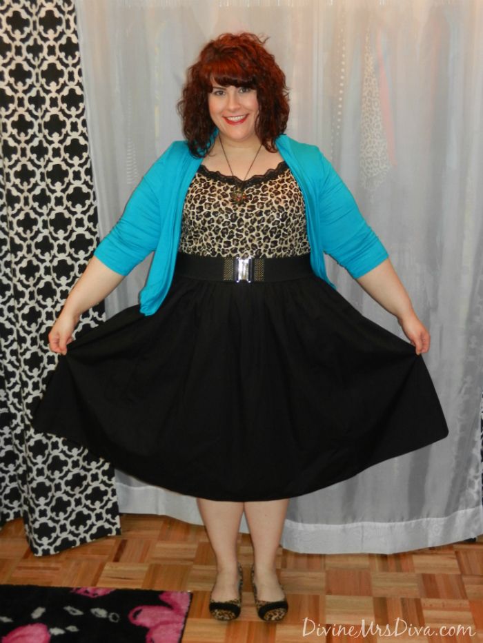 DivineMrsDiva.com - eShakti belted poplin skirt, Lane Bryant belt, Torrid flats, SWAK Designs Amber Shrug