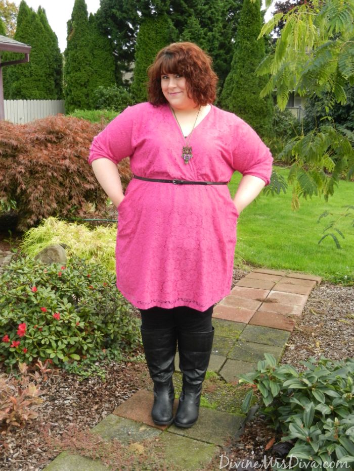 DivineMrsDiva.com - Sartorial Medley: Pink - Torrid dress, Avenue Boots