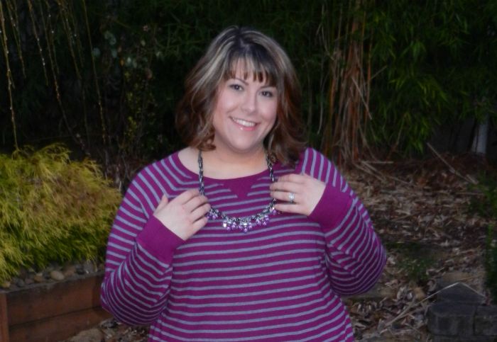 DivineMrsDiva.com - JCPenney's Plus A.n.a Striped Long-Sleeve Crew Neck Sweater, Torrid Denim Jeggings, Avenue Talia Stretch Tall Boots, Lane Bryant Twisted Stone Necklace