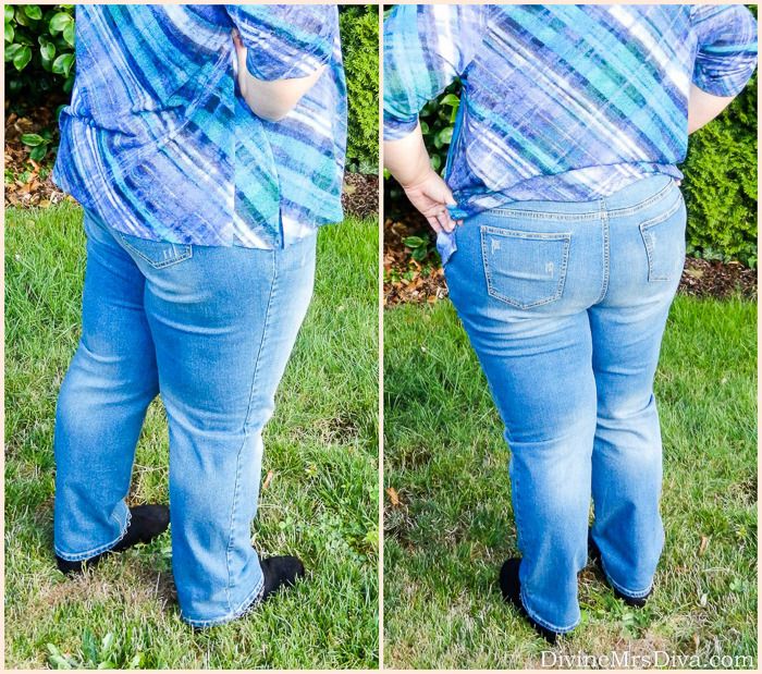 Catherines Denim Debut: Hailey is wearing the Paintbrush Plaid Top and Girlfriend Jean from @CatherinesPlus. – DivineMrsDiva.com #catherines #ilovecatherines #denimdebut #plussize #plusfashion #fallfashion #denim #plussizefashion #styleblogger #fashionblogger #plussizeblogger #psootd