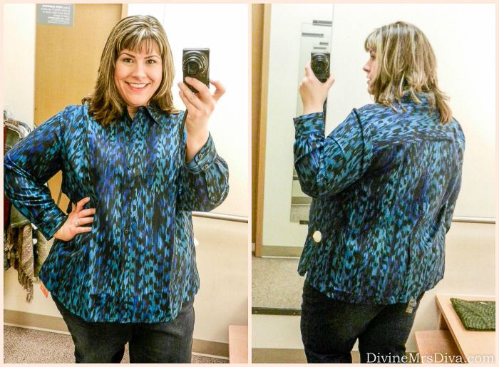 In The Dressing Room: Catherines - Hailey is wearing the Enamored Sueded Buttonfront.  #Catherines #fallfashion #plussize #fittingroom #fashionblogger