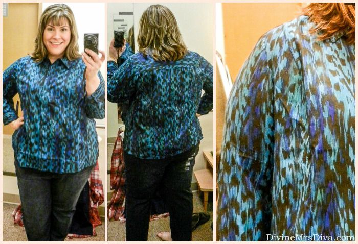 In The Dressing Room: Catherines - Hailey is wearing the Enamored Sueded Buttonfront.  #Catherines #fallfashion #plussize #fittingroom #fashionblogger