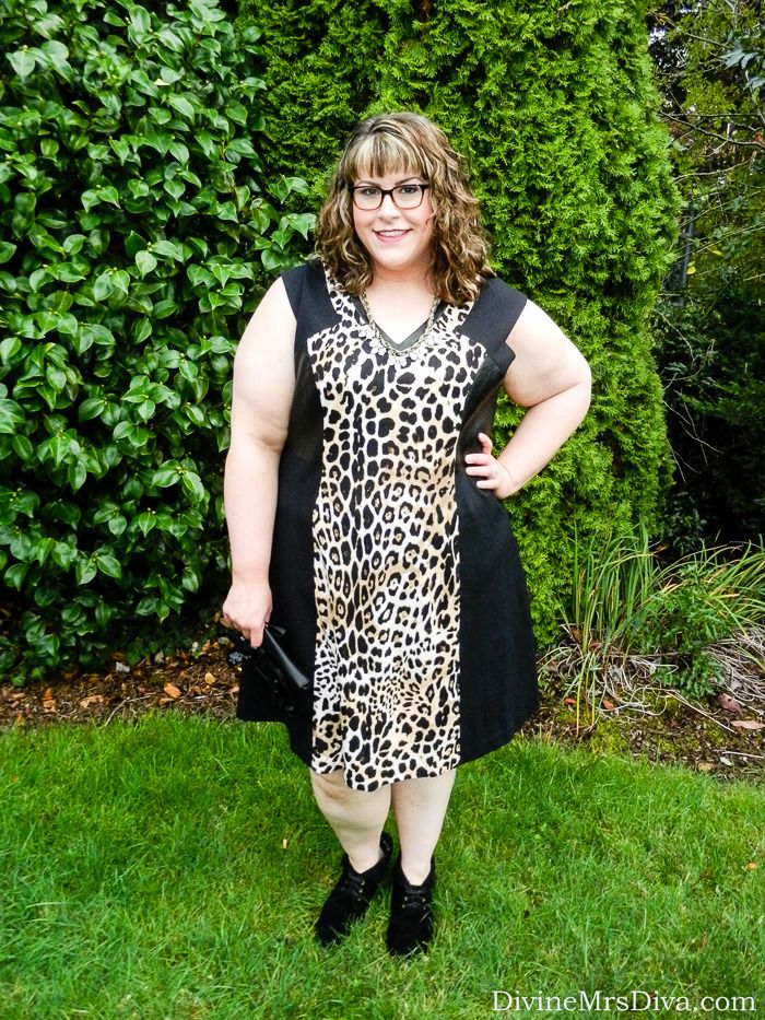 Hailey is wearing the Leopard Inset Dress from Lane Bryant. Check out the post for more photos and a review. - DivineMrsDiva.com #plussize #plussizefashion #plussizeblogger #psblogger #psootd #leopardprint #LaneBryant